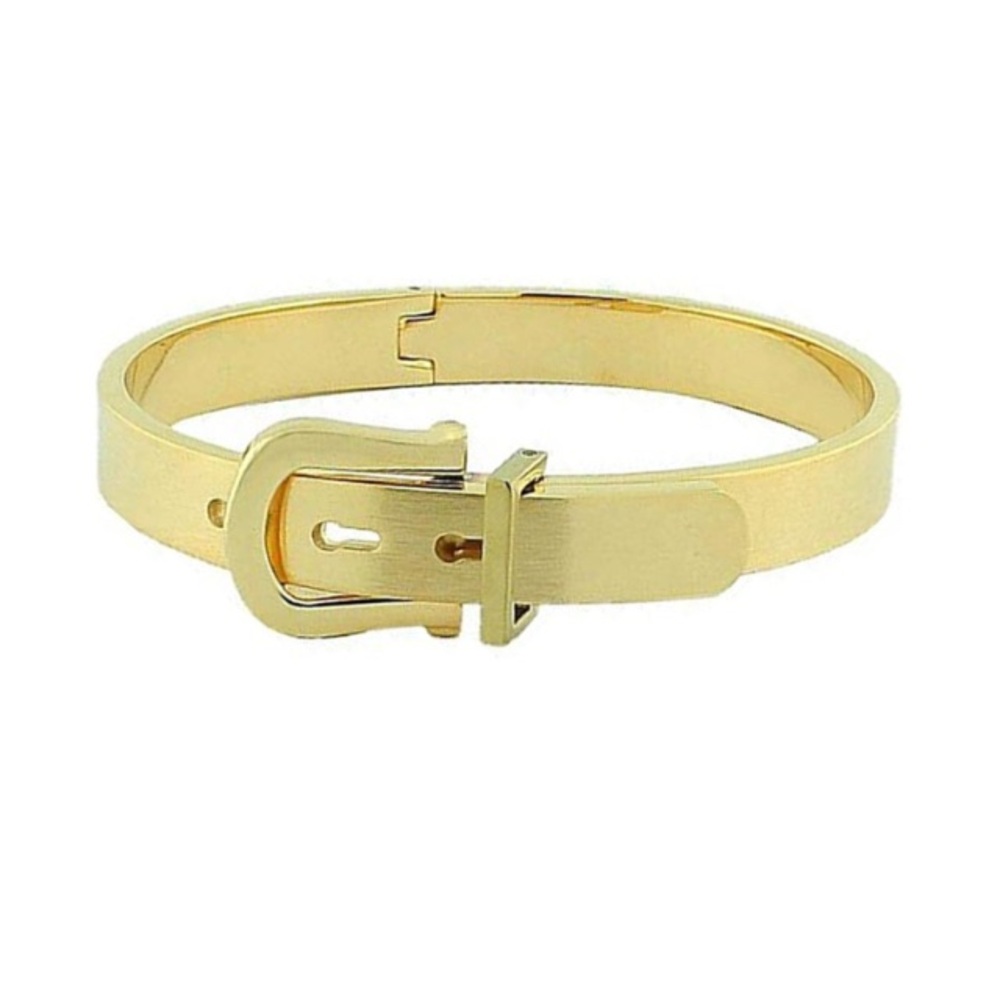 Elegant Gold Stainless Steel Buckle Bangle Adjustable